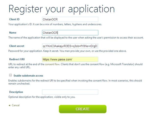 register your application with URL